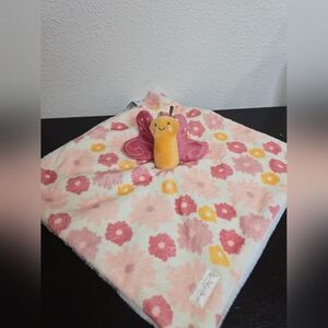 Floral Baby Blanket with Butterfly Plush